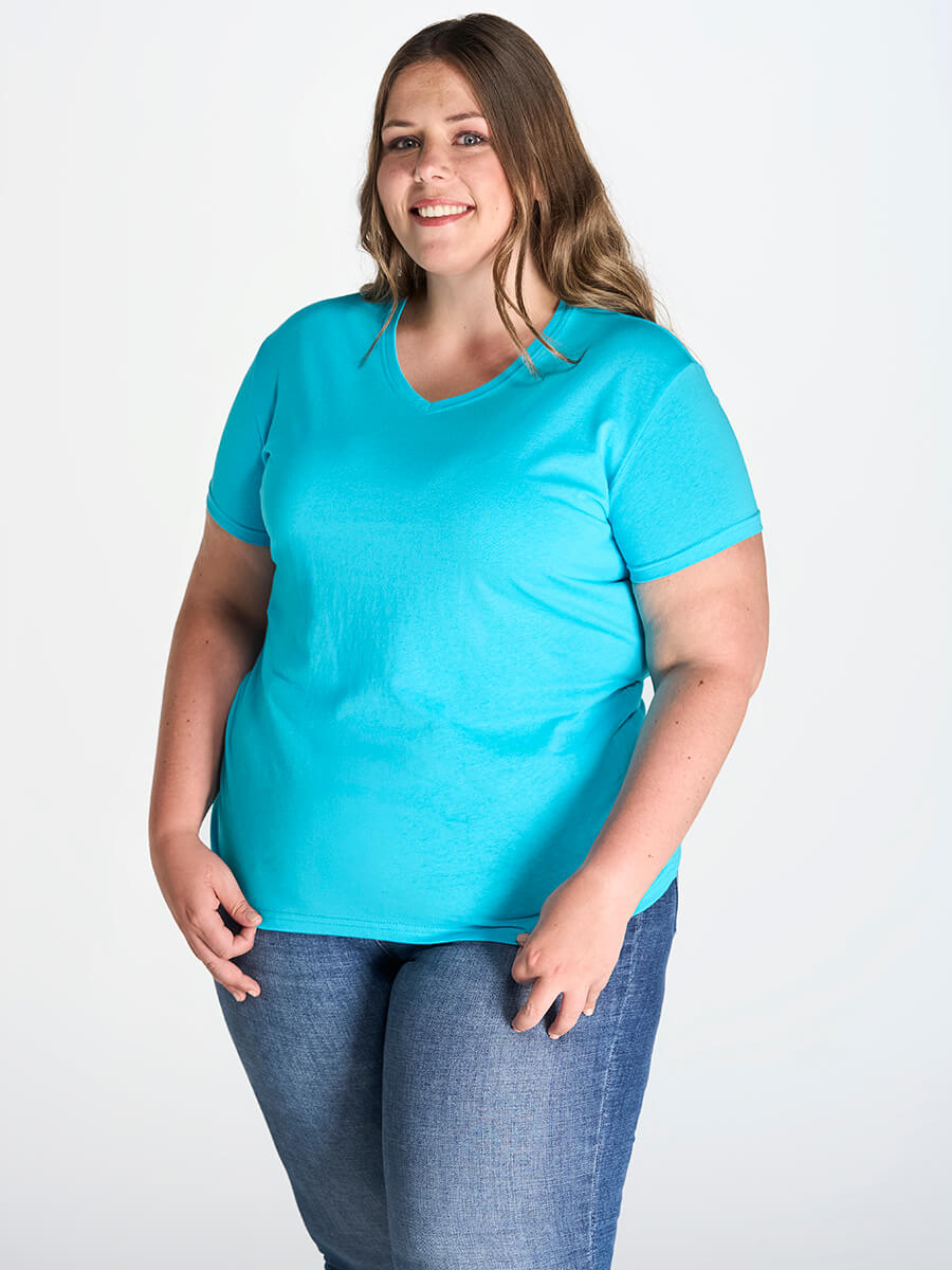 T-SHIRT DONNA MANICA CORTA COLLO A V CURVES