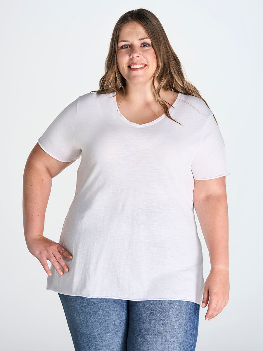T-SHIRT DONNA MANICA CORTA COLLO A V CURVES